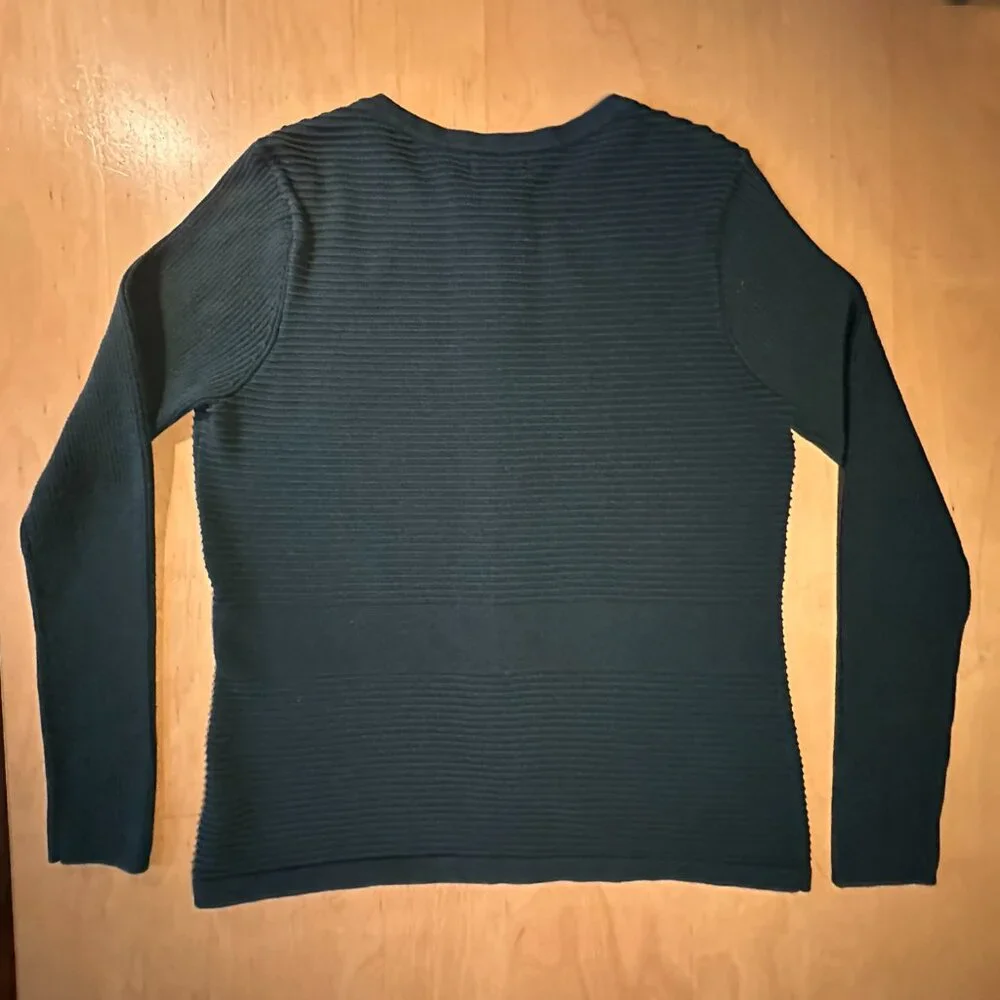 Croft & Barrow Green Ribbed Zip-Up Women's Cardigan Sweater Small